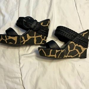 Giraffe print wedges